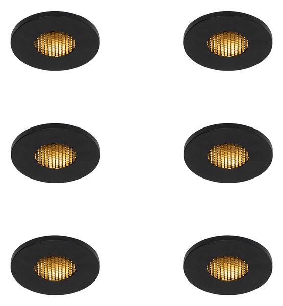 Set od 6 modernih ugradbenih reflektora za kupaonicu crni IP54 - Shed Honey