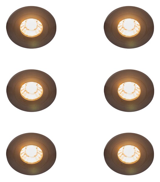 Set od 6 modernih ugradbenih reflektora crni okrugli IP44 - Xena