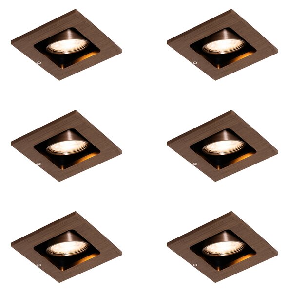 Set od 6 modernih ugradbenih reflektora tamno brončane boje, podesivi - Qure