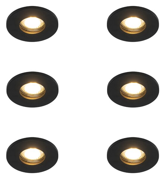 Set od 6 modernih ugradbenih reflektora za kupaonicu crni - Shed