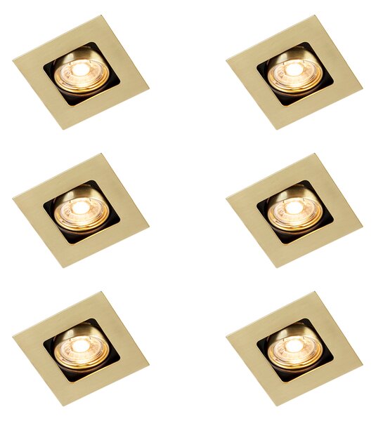 Set od 6 četvrtastih ugradbenih reflektora mjed podesivi - Artemis