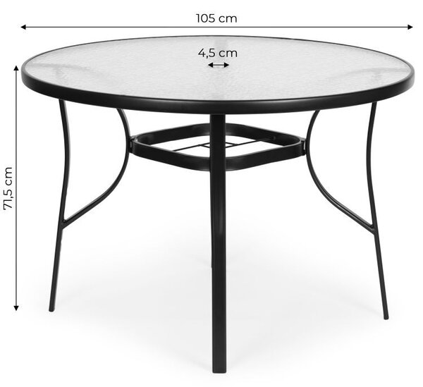 Okrugli stakleni vrtni stol 105 cm