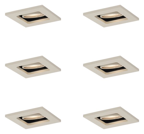 Set od 6 modernih ugradbenih reflektora bež boje GU10 50mm rotirajućih i nagibnih - Qure