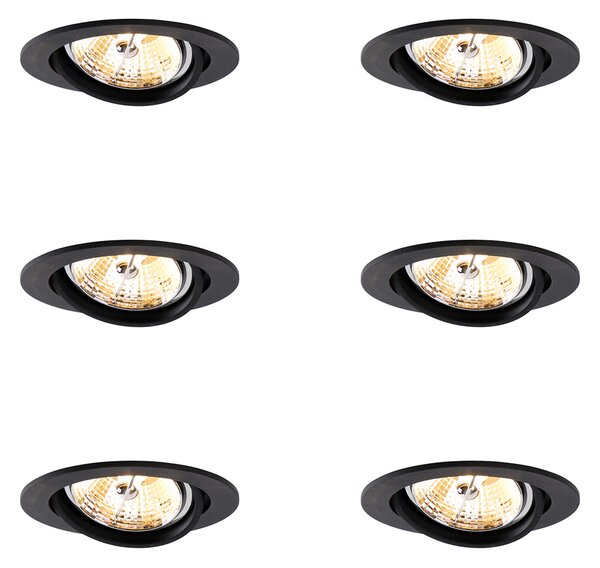 Set od 6 modernih crnih nagibnih ugradbenih reflektora AR70 - Cisco