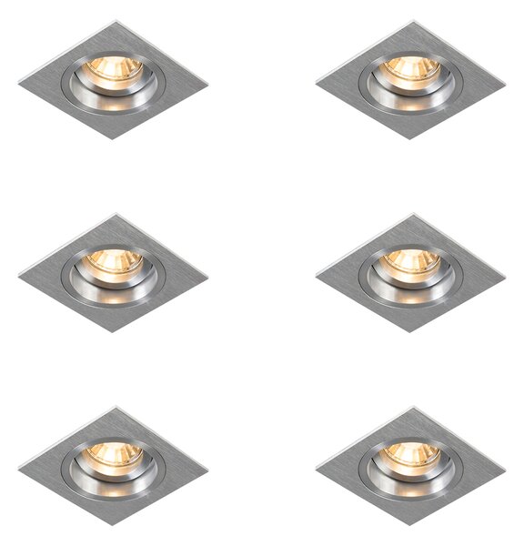 Set od 6 ugradbenih reflektora četvrtasti aluminij podesivi - Chuck