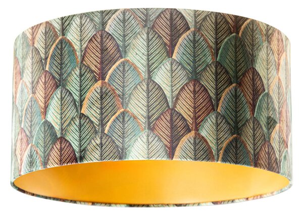 Sjenilo za lampu od pliša s dizajnom lišća i zlatnom unutrašnjošću 50/50/25