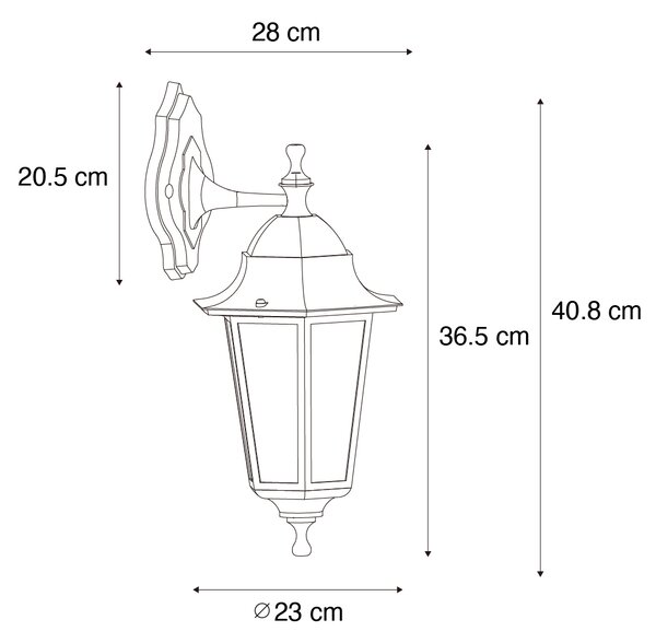 Klasična vanjska zidna lampa tamno zelena IP44 - New Orleans down