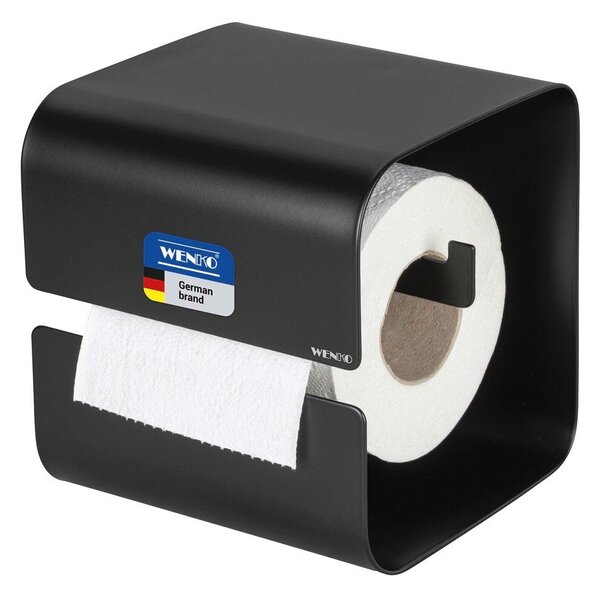 Crni željezan držač toaletnog papira s Turbo-loc s postavljanjem bez bušenja Lizan – Wenko
