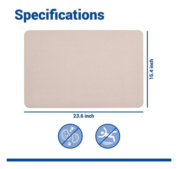 Bež kupaonska prostirka od dijatomita 39x60 cm Simi – Wenko