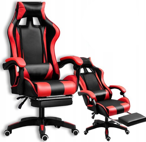 Udobna gaming stolica sa crno-crvenim jastukom