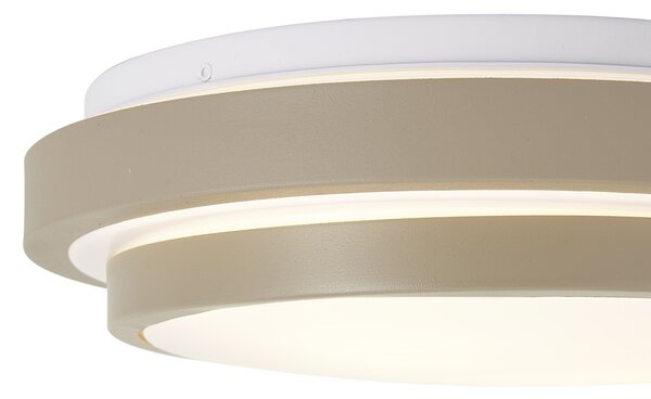 Moderna stropna svjetiljka taupe s bijelom 34 cm 2-svjetla IP44 - Walden