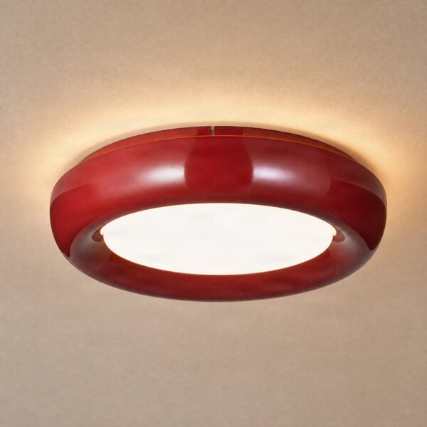 Lindby Lennox LED stropna svjetiljka, crvena, 3-stupanjsko prigušivanje, Ø 43 cm, prigušiva, Crvena, Dnevni boravak/blagovaonica, Metal