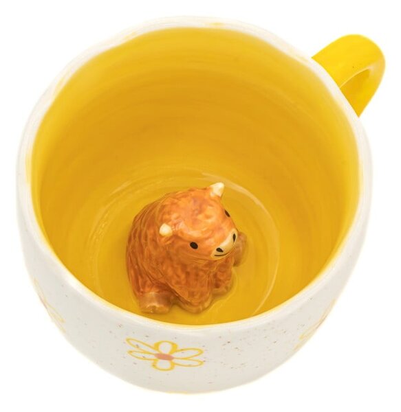 Žuta /krem porculanska šalica 350 ml Surprise Highland Cow – Sass & Belle