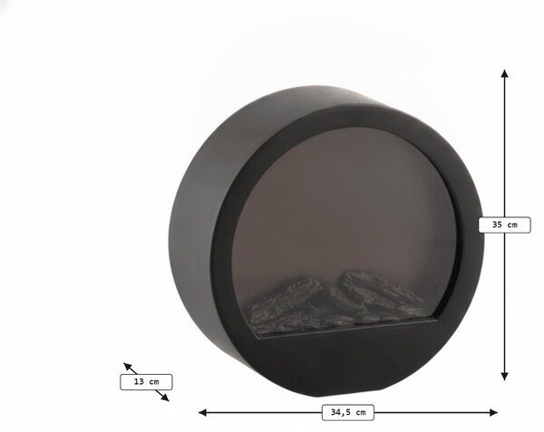 LED dekoracija okrugli kamin COZY WARM 35x34,5 cm, crni