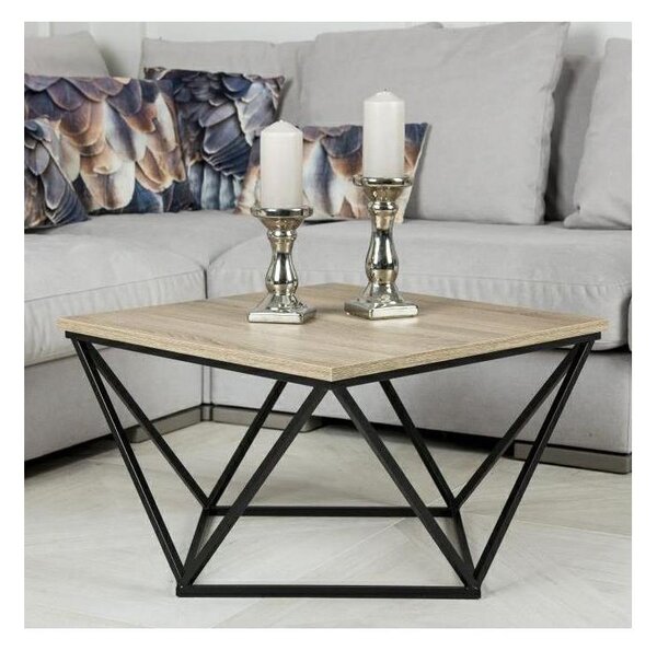 Stolić za kavu CURVED 62x62 cm crna/smeđa