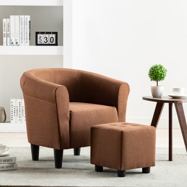 VidaXL 2-dijelni set fotelje i taburea od tkanine smeđi