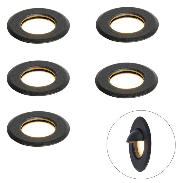 Set od 5 modernih ugradbenih reflektora crni uklj. LED IP67 - Linsey