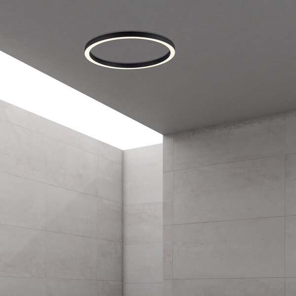 PURE LED stropna svjetiljka Lines, Ø 70 cm, antracit, CCT, daljinski upravljač, prigušiva, Crno, Dnevni boravak/blagovaonica, Metal