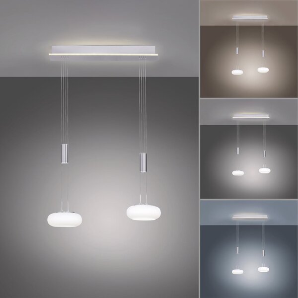 Q-Smart-Home Paul Neuhaus Q-ETIENNE LED viseća svjetiljka, 2 žarulje, prigušiva, Sivo, Dnevni boravak/blagovaonica, Metal
