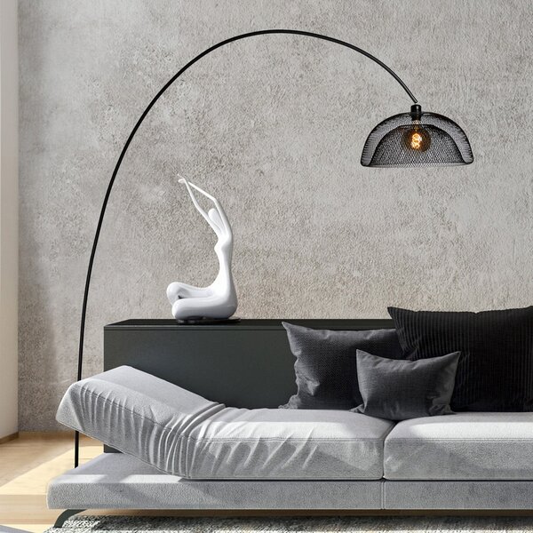 Lucide Podna lampa Mesh, crna, lučna svjetiljka, Crno, Dnevni boravak/blagovaonica, Metal