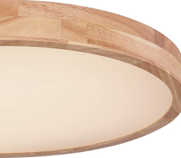 Globo Rainer LED stropna svjetiljka, Ø 60 cm, izgled drva, metal, CCT, prigušiva, Drvo, Dnevni boravak/blagovaonica, Metal