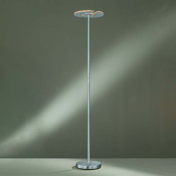 FISCHER & HONSEL Dent LED podna svjetiljka, mat nikal/krom, 180 cm, CCT, 1 žarulja., prigušiva, Sivo, Dnevni boravak/blagovaonica, Metal, Stalak kišobran