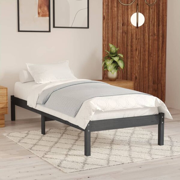 VidaXL Okvir za krevet od borovine sivi 75 x 190 cm UK jednokrevetni