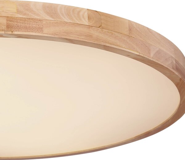 Globo Rainer LED stropna svjetiljka, Ø 80 cm, izgled drva, metal, CCT, prigušiva, Drvo, Dnevni boravak/blagovaonica, Metal