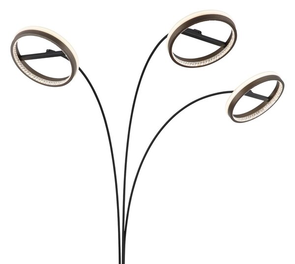 Globo LED podna lampa Della, visina 190 cm, crna/tamno siva, 3 žarulje., prigušiva, Crno, Dnevni boravak/blagovaonica, Metal