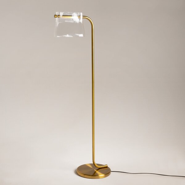 Maytoni staklena podna lampa Cabaret, mesing, visina 126,5 cm, Zlato / mjed, Dnevni boravak/blagovaonica, Metal