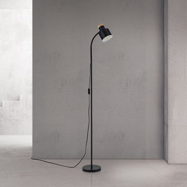 ORION Gili podna lampa, mat crna, čelik, visina 150 cm, E27, Crno, Dnevni boravak/blagovaonica, Metal, Svjetlo za čitanje