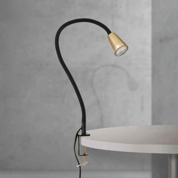 ORION Stolna lampa Dotty, boje mesinga, visina 65 cm, stezaljka, GU10, Zlato / mjed, Dnevni boravak/blagovaonica, Metal