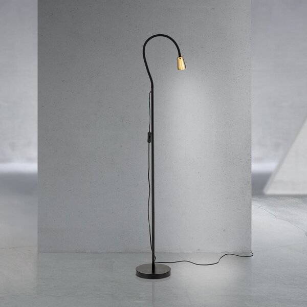 ORION Podna lampa s točkicama, boje mesinga, visina 145 cm, fleksibilni krak, GU10, Zlato / mjed, Dnevni boravak/blagovaonica, Metal