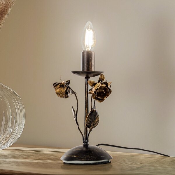 ONLI Stolna lampa Carolina, bronca, 1-svjetlo, željezo, Bronca / stari mesing, Dnevni boravak/blagovaonica, Metal