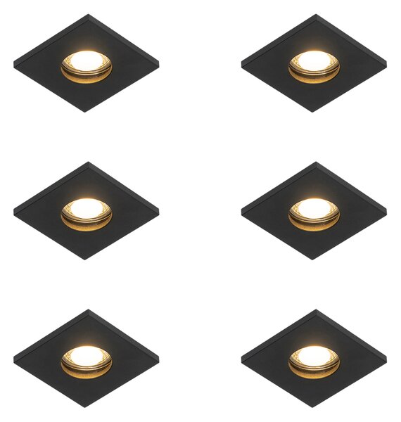 Set od 6 modernih ugradbenih reflektora za kupaonicu crni - Doku