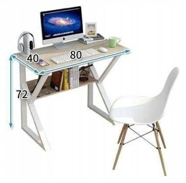 Radni stol s policom SHAPE 80x40 cm, crni