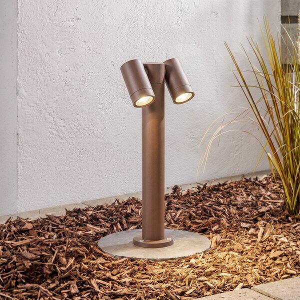PRIOS Podna lampa Prios Tulimar, 2 svjetla, 45 cm, hrđavo, IP65, prigušiva, Smeđa / hrđa, Metal