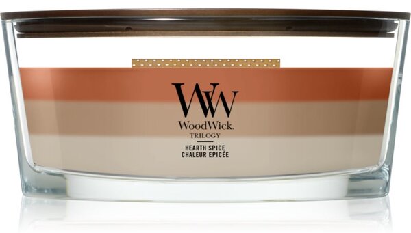 Woodwick Trilogy Hearth Spice mirisna svijeća s drvenim fitiljem 453.6 g