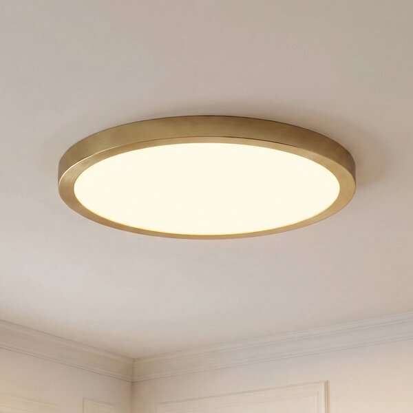 Lindby Sorela LED stropna svjetiljka, Ø 40 cm, zlatna, prigušiva, prigušiva, Zlato / mjed, Dnevni boravak/blagovaonica, Metal