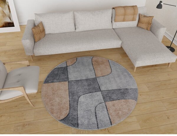 Sivi perivi okrugli tepih ø 80 cm Yuvarlak – Vitaus
