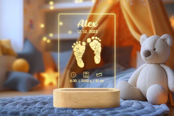 ATMOWOOD LED svjetiljka s podacima o bebi - nožice