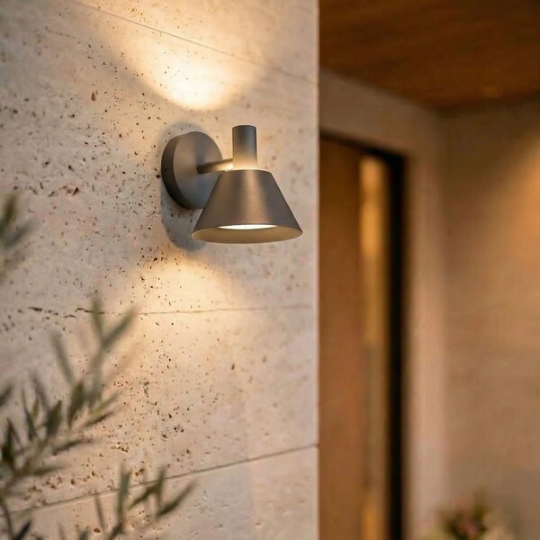 Lucande Tabena vanjska zidna LED svjetiljka, mat crna, IP44, CCT, Crno, Aluminij
