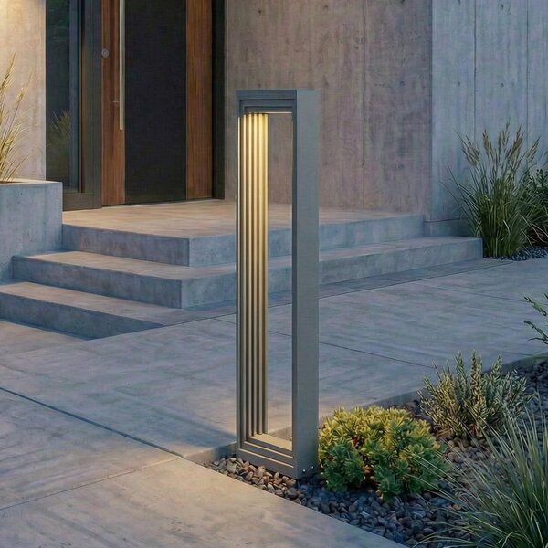 Lucande LED svjetiljka za put Ashkan, visina 60 cm, antracit, IP65, Sivo, Metal