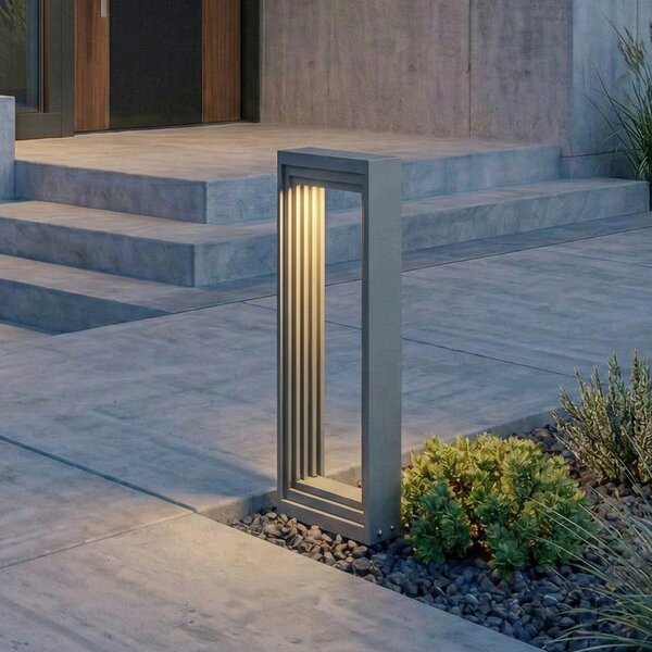 Lucande LED postolje Ashkan, visina 40 cm, antracit, IP65, Sivo, Metal