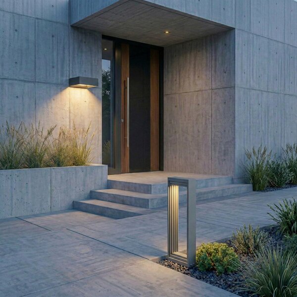 Lucande LED postolje Ashkan, visina 40 cm, antracit, IP65, Sivo, Metal