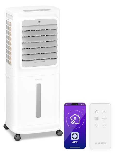 Klarstein Breezcube inteligentni rashlađivač zraka s vodenim hlađenjem | 340 m³/h | 10 l | 30 m² | 3 načina rada | 50 W