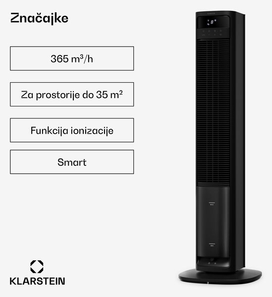 Klarstein Mistral inteligentni rashlađivač zraka s vodenim hlađenjem | 365 m³/h | 4L | 35 m² | 3 načina rada | 36 W