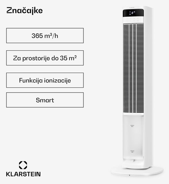 Klarstein Mistral inteligentni rashlađivač zraka s vodenim hlađenjem | 365 m³/h | 4L | 35 m² | 3 načina rada | 36 W