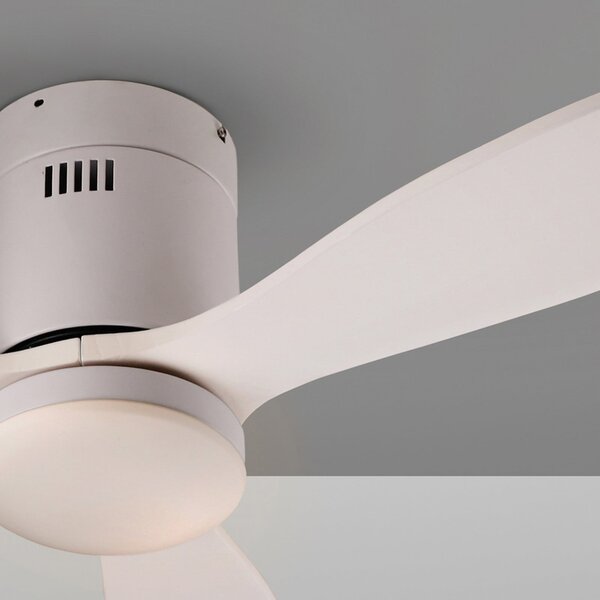 Schuller Valencia LED stropni ventilator Siroco Mini, DC, tihi, bijeli, CCT, prigušiva, Bijela, Dnevni boravak/blagovaonica, Drvo