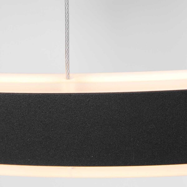 Steinhauer LED viseća svjetiljka Ringlux Ø 60cm 2 žarulje crna, prigušiva, Crno, Dnevni boravak/blagovaonica, Metal